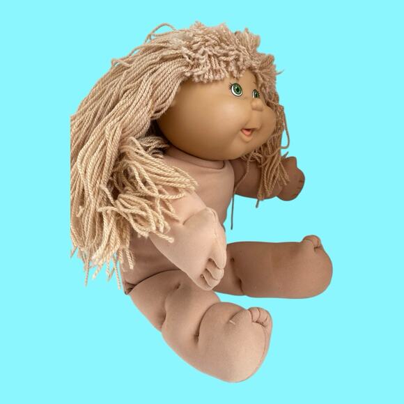 Vtg Cabbage Patch Kids Doll Blonde Hair Green Eyes Girl Dimples Play Along CPK - Picture 14 of 16